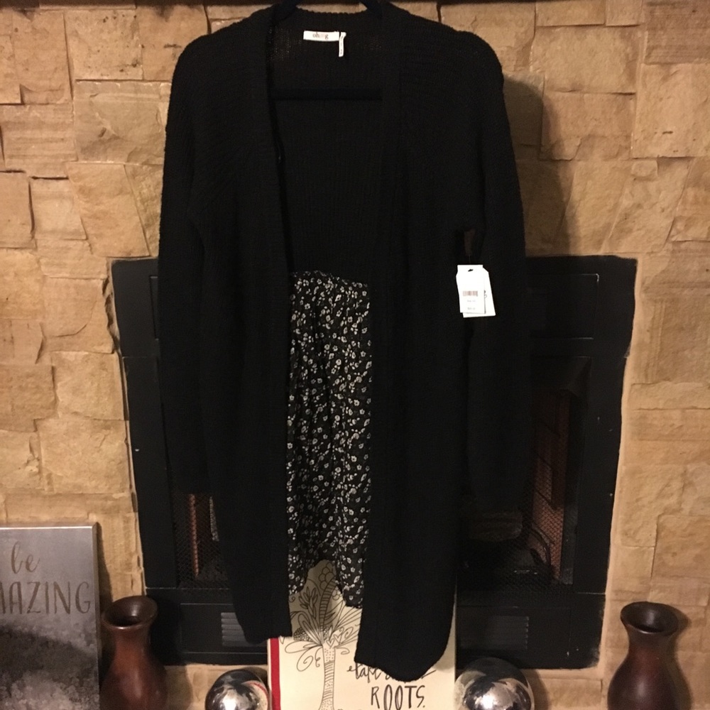⭐️NWT⭐️ Long Cardigan with Printed Sheer Bottom